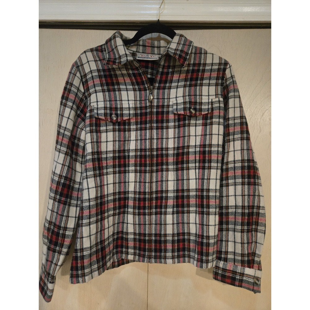 Vintage EXP Express Plaid Full Zip Jacket Womens Medium Fleece‎ Shacket Y2K